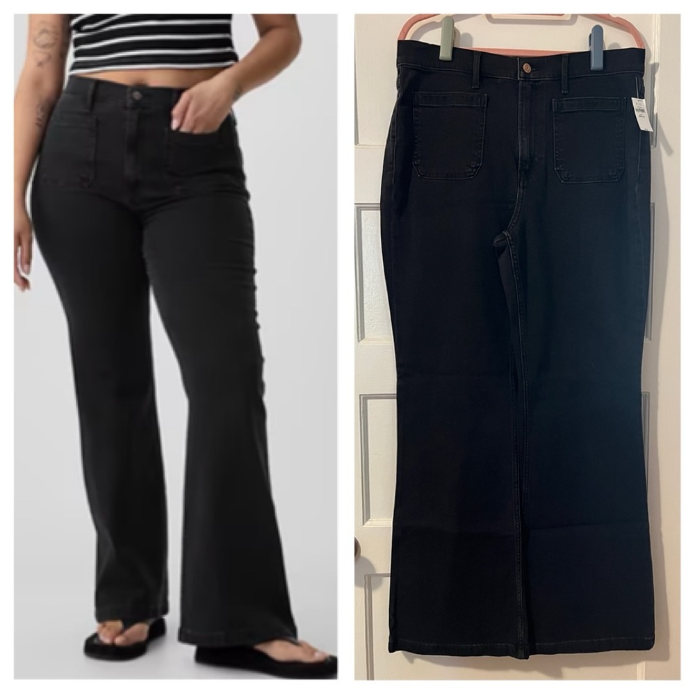 GAP High Rise ’70s Flare Jeans Black Denim NWT (32)